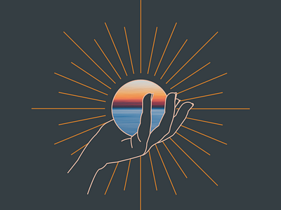 Holding Sunset adobe illustrator illustration line art vector