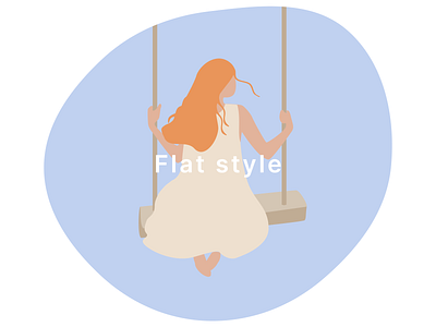 Girl on a swing flat illustration