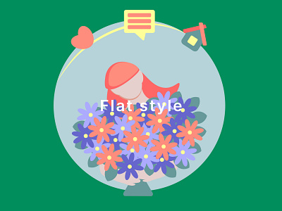 Girl with flowers/illustration for the flat website app branding design graphic design illustration ui ux vector