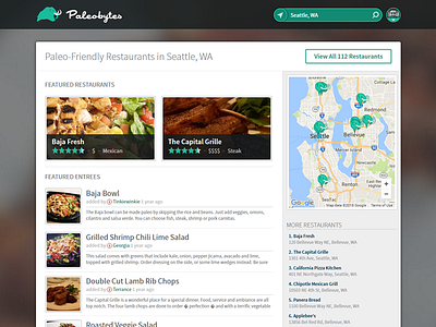 Paleobytes Landing Page landing page map paleo restaurants web