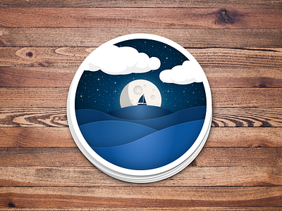 Moonlit Night at Sea -- Sticker