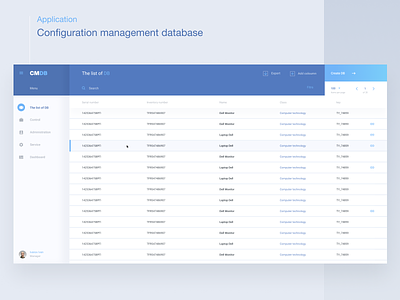 Configuration Management Database design flat interface table table design ui ux