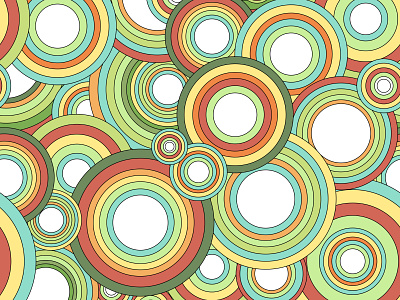 Bright circles 1970s abstract backdrop background blue bright circle concentric contrast design geometric green illustration orange pattern print red retro wallpaper yellow
