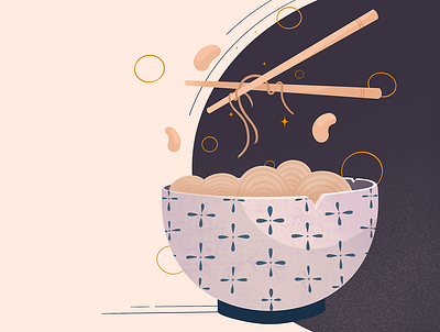 Noodle Doodle bowl chinese food illustration pattern