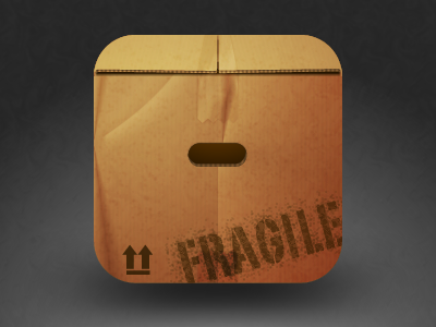 Box box cardboard icon realistic skeuomorphic ui