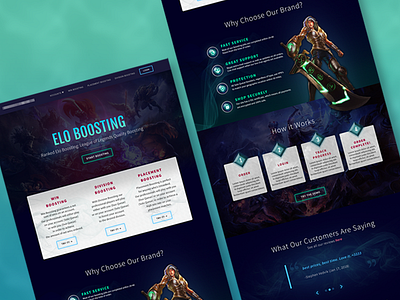 Elo Boosting Landing Page gaming landing page league of legends lol ui design web design