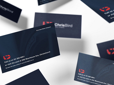 Business Cards design for Chris Bird Motor Company re-brand business cards design graphic logo print
