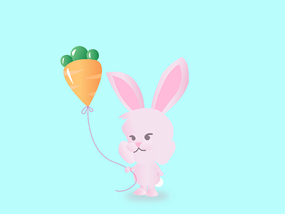 Bunny 2 balloon bunny carrot pink vector