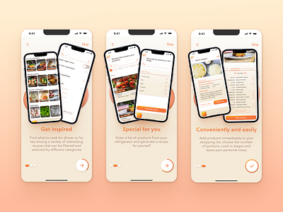 Onboarding screens | Mobile App app cooking design login mobile onboarding recipe registration stepbystep ui ux