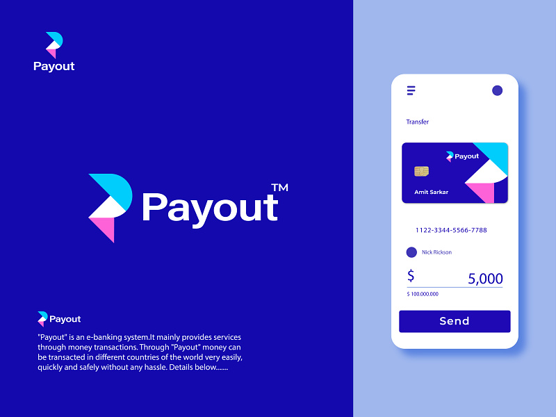 P letter minimalist logo for a fictional Payout e-banking system by ...