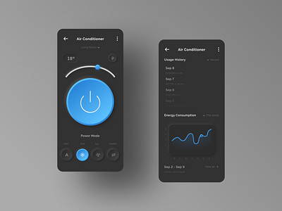 Neumorphism - A/C Controller app design best daily ui design interface neumorphism on off switch typography ui user interface ux