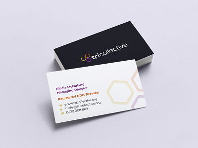 TriCollective business cards australia branding business card care design disability graphic design icon identity logo logodesign logomark mark ndis stationery tri type typography