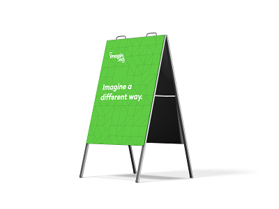 Imagin.ed signage a frame a frame sign advertising branding design education geometric graphic graphic design green learning design online learning pattern sign signage type typography vector