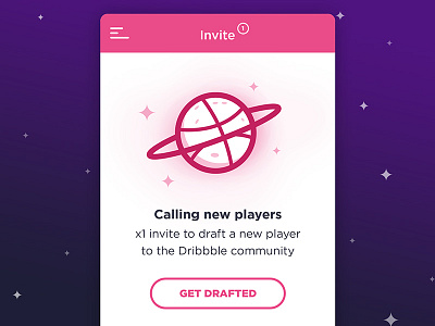 1 Dribbble Invite giveaway app draft draft day dribbble invite giveaway invite new players planet space ui