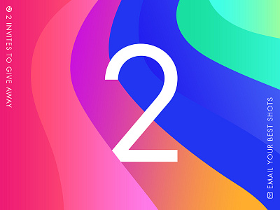 2x Dribbble Invites 2x colorful draft dribbble invite new players gradient invite number numeral type typography