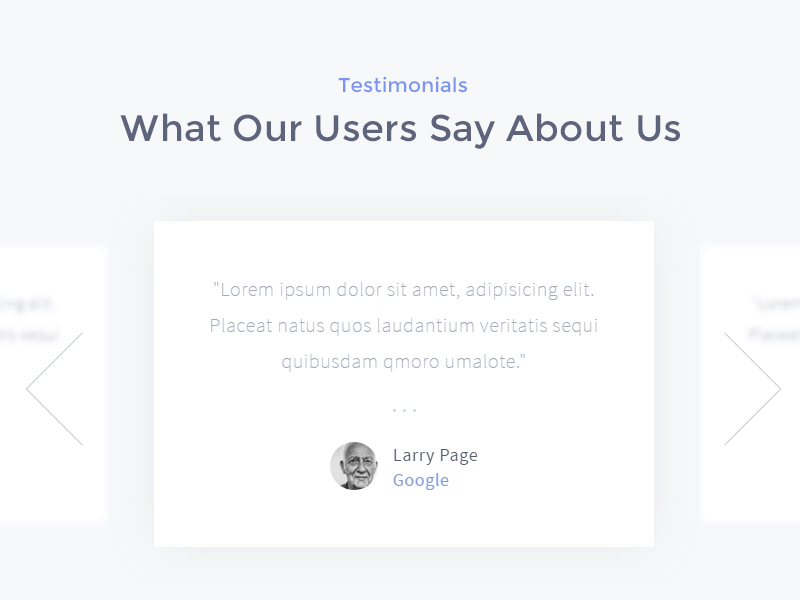 Testimonials (GIF) about clean flat image landing page quote testimonials think ui users ux