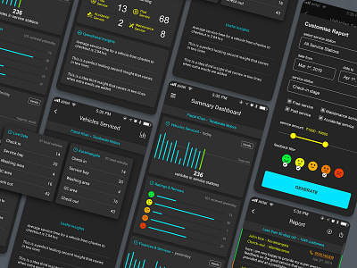 User Interface - Mobile application bike colors dark dark mode design illustration mobile neon safety summary ui ux vector