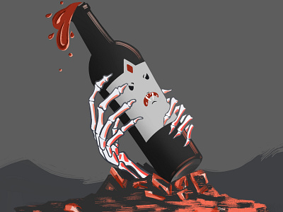 Vampire wine doodle illustration painting procreate