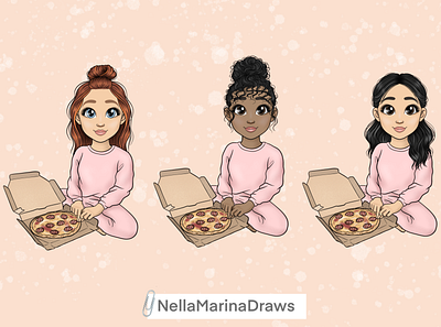 Pizza Girls illustration pizza planner girls