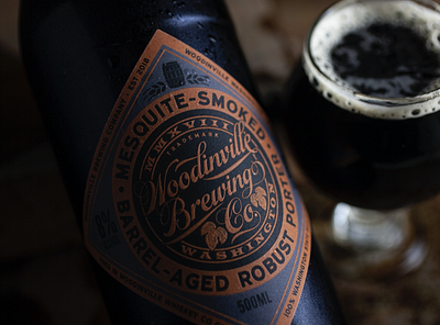 Woodinville Brewing Co Mesquite Smoked Porter beer bottle brewing label logo packaging porter
