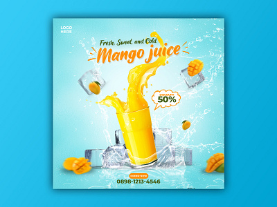Template Social Media Mango Juice Design