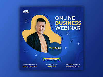 Template Social Media Online Business Webinar Design background banner branding business corporate design facebook feed flyer freepik graphic instagram mobile online post poster promotion social media template webinar