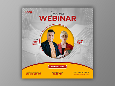 Template Social Media Webinar Design agency background banner business corporate design facebook feed flyer freepik graphic instagram marketing mobile post poster promotion social media template webinar