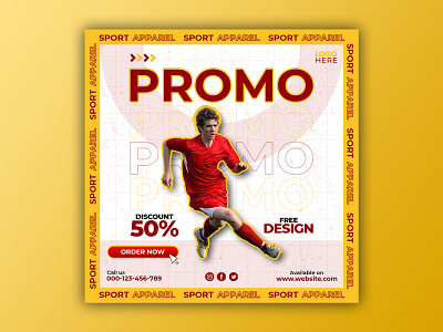 Template Social Media Promo Sport Apparel Design apparel background banner branding design discount fashion feed flyer freepik graphic instagram mobile post poster promotion sale social media sport template