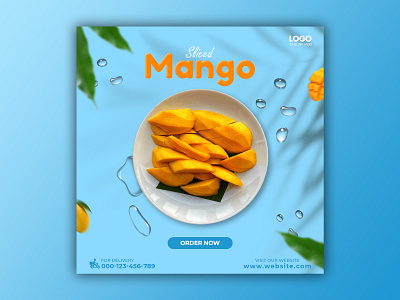 Template Social Media Sliced Mango Design banner branding design discount drink facebook feed flyer freepik fruit graphic design instagram juice mango mobile post poster promotion social media template