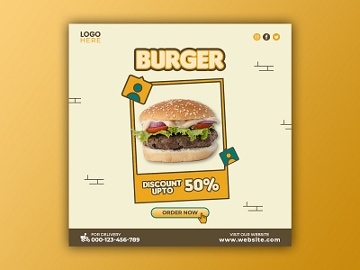 Template Social Media Burger Design banner branding burger design discount facebook fast food feed flyer food menu freepik graphic design instagram mobile post poster promotion restaurant social media template