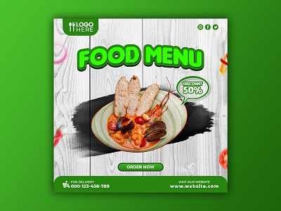 Template Social Media Food Menu Design banner branding design discount facebook feed flyer food menu freepik graphic design instagram mobile post poster product design promotion restaurant sea food social media template