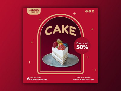 Template Social Media Cake Design banner branding cake design dessert discount facebook feed flyer food menu freepik graphic design instagram mobile post poster promotion social media sweet template