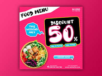 Template Social Media Food Menu Design banner branding design discount facebook fast food feed flyer food menu freepik graphic design instagram mobile post poster product design promotion restaurant social media template