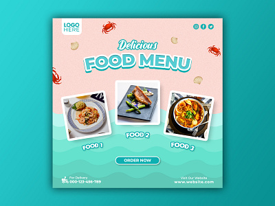 Template Social Media Food Menu Design banner branding design element facebook feed flyer food menu freepik graphic design instagram mobile post poster product design promotion restaurant sea food social media template