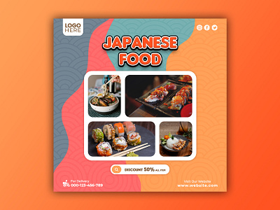 Template Social Media Japanese Food Design banner branding design discount facebook feed flyer food menu freepik graphic design instagram japan japanese food mobile post poster promotion restaurant social media template