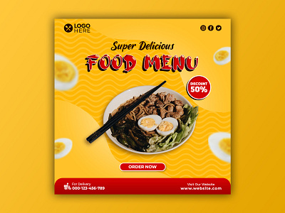 Template Social Media Food Menu Design banner branding design discount facebook feed flyer food menu freepik graphic design instagram mobile noodle post poster promotion ramen restaurant social media template