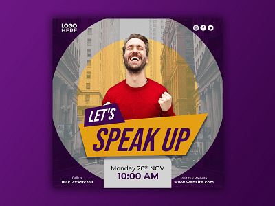 Template Social Media Let's Speak Up Design banner branding communication design facebook feed flyer freepik graphic design instagram mobile post poster promotion social media speak speech talk template voice