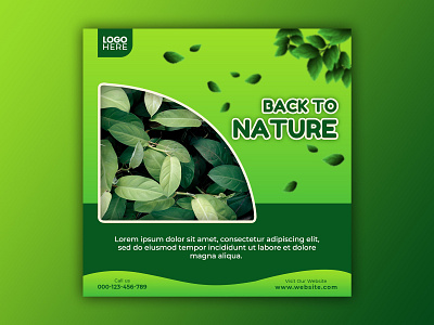 Template Social Media Back To Nature Design banner branding design earth environment facebook feed flyer freepik graphic design instagram mobile nature plant post poster promotion social media template world