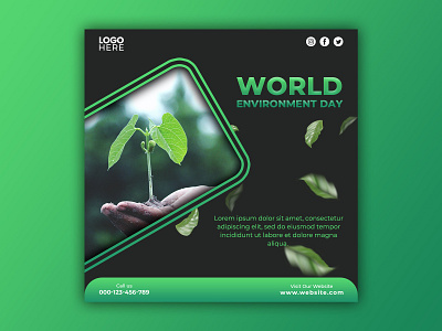 Template Social Media World Environment Day Design banner branding design earth environment facebook feed flyer freepik graphic design instagram mobile nature plant post poster promotion social media template world