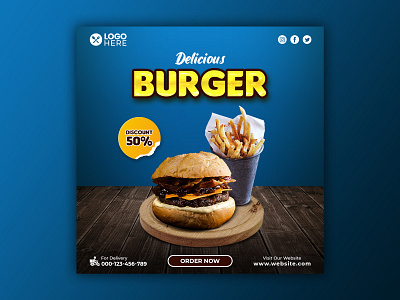 Template Social Media Delicious Burger Design