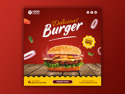 Template Social Media Delicious Burger Design