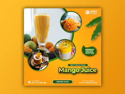 Template Social Media Mango Juice Design banner branding design discount drink facebook feed flyer freepik fruit graphic design instagram juice mango mobile post poster promotion social media template