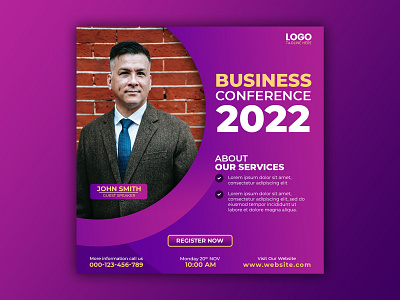 Template Social Media Business Conference Design agency banner branding business conference corporate design facebook feed flyer freepik graphic design instagram marketing mobile post poster promotion social media template