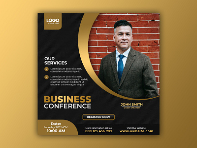 Template Social Media Business Conference Design agency banner branding business conference corporate design facebook feed flyer freepik graphic design instagram marketing mobile post poster promotion social media template