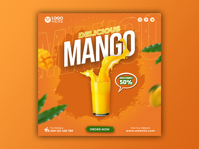 Template Social Media Delicious Mango Design banner branding design discount drink facebook feed flyer freepik fruit graphic design instagram juice mango mobile post poster promotion social media template