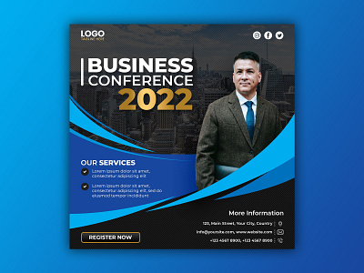 Template Social Media Business Conference Design agency banner branding business conference corporate design facebook feed flyer freepik graphic design instagram marketing mobile post poster promotion social media template