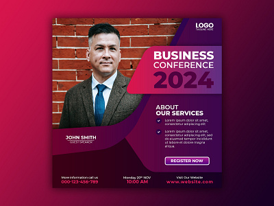 Template Social Media Business Conference Design agency banner branding business conference corporate design facebook feed flyer freepik graphic design instagram marketing mobile post poster promotion social media template