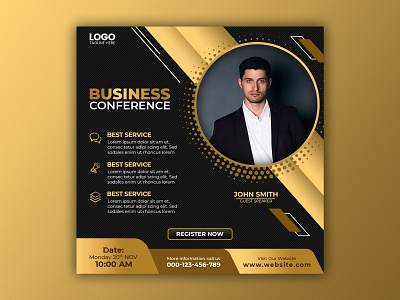 Template Social Media Business Conference Design agency banner branding business conference corporate design facebook feed flyer freepik graphic design instagram marketing mobile post poster promotion social media template