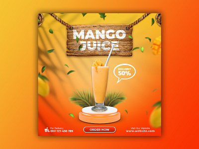 Template Social Media Mango Juice Design