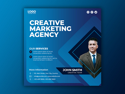 Template Social Media Creative Marketing Agency Design agency banner branding business corporate creative design facebook feed flyer freepik graphic design instagram marketing mobile post poster promotion social media template